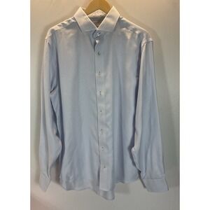 Lorenzo Uomo The Perfect Fashion Dress Shirt‎ Men 17 36/37 White Blue Washable